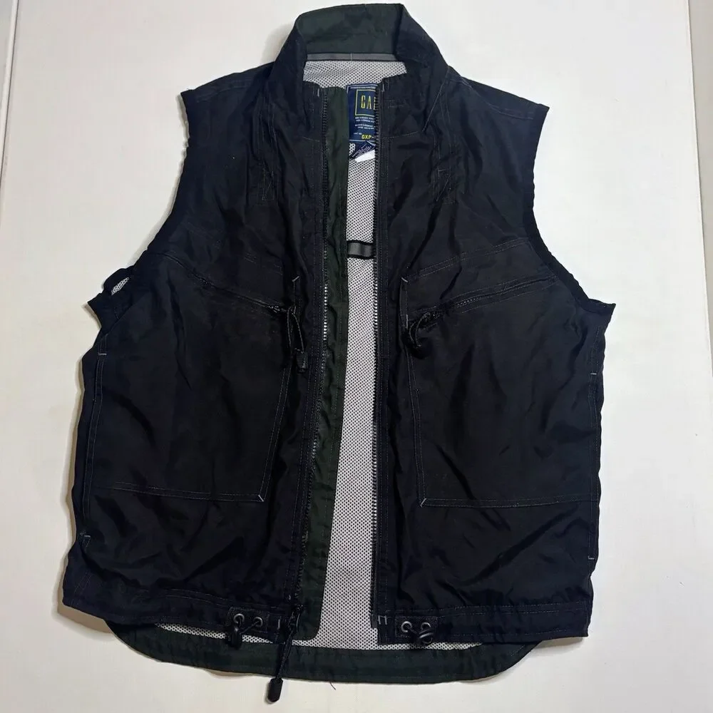 Vintage Y2K Gap GXP-45 Air Service Fisher Tactical Utility Vest Mens Black 2000